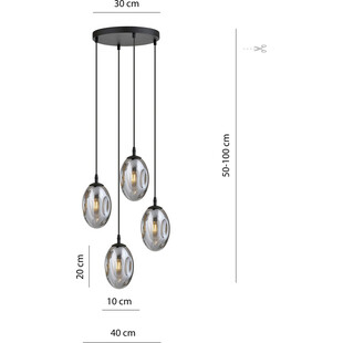 Lampa wisząca szklana Astral Premium IV 40cm grafitowa Emibig