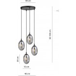 Lampa wisząca szklana Astral Premium IV 40cm grafitowa Emibig