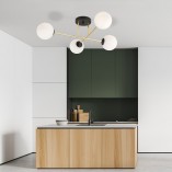 Lampa sufitowa 4 szklane kule glamour Magnum 55cm biały / złoty / czarny Emibig