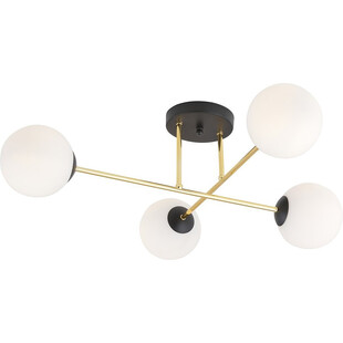 Lampa sufitowa 4 szklane kule glamour Magnum 55cm biały / złoty / czarny Emibig