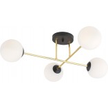 Lampa sufitowa 4 szklane kule glamour Magnum 55cm biały / złoty / czarny Emibig