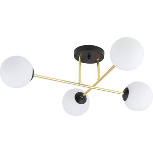 Lampa sufitowa 4 szklane kule glamour Magnum 55cm biały / złoty / czarny Emibig
