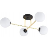 Lampa sufitowa 4 szklane kule glamour Magnum 55cm biały / złoty / czarny Emibig