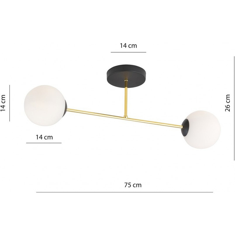 Lampa sufitowa glamour Emibig Magnum | 2 szkła, 55cm - Kup teraz!