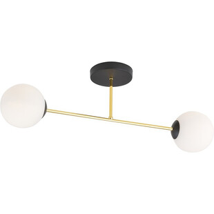 Lampa sufitowa 2 szklane kule glamour Magnum 55cm biały / złoty / czarny Emibig