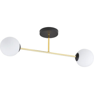 Lampa sufitowa 2 szklane kule glamour Magnum 55cm biały / złoty / czarny Emibig