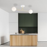 Lampa sufitowa 2 szklane kule glamour Magnum 55cm biały / złoty Emibig