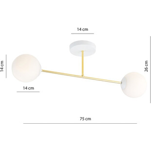 Lampa sufitowa 2 szklane kule glamour Magnum 55cm biały / złoty Emibig