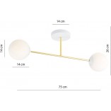 Lampa sufitowa 2 szklane kule glamour Magnum 55cm biały / złoty Emibig