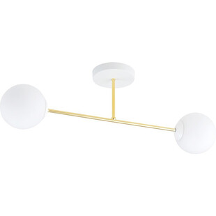Lampa sufitowa 2 szklane kule glamour Magnum 55cm biały / złoty Emibig