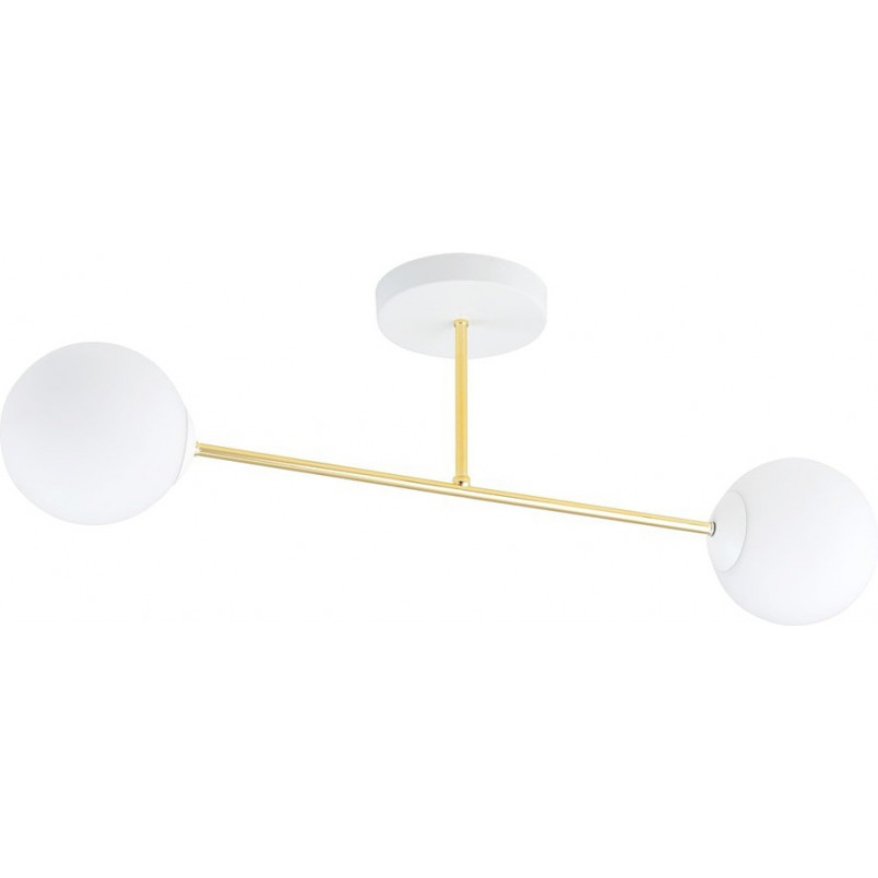 Lampa sufitowa 2 szklane kule glamour Magnum 55cm biały / złoty Emibig