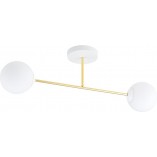 Lampa sufitowa 2 szklane kule glamour Magnum 55cm biały / złoty Emibig