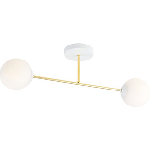 Lampa sufitowa 2 szklane kule glamour Magnum 55cm biały / złoty Emibig