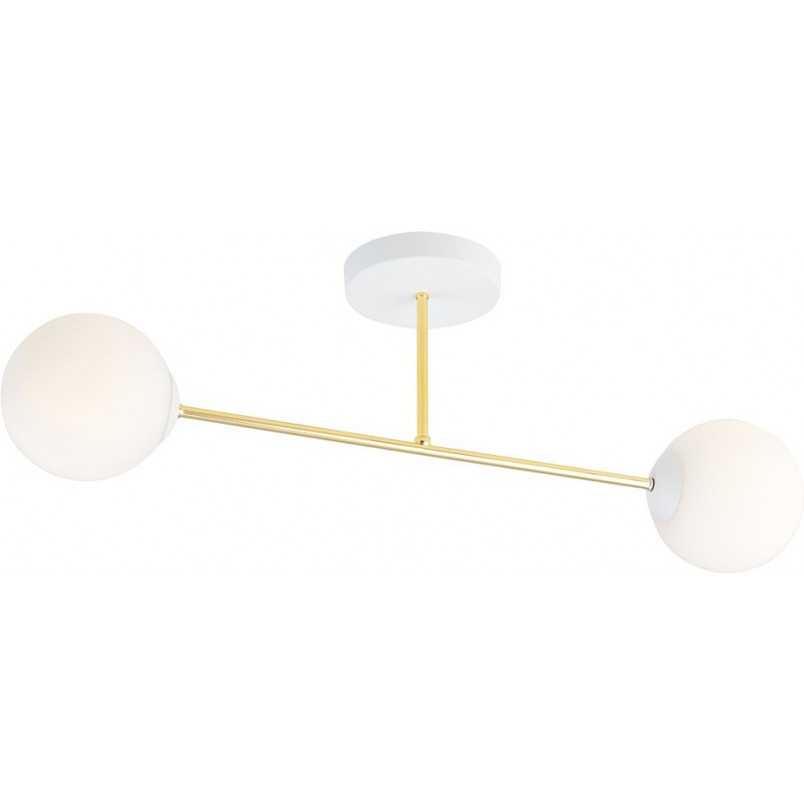 Lampa sufitowa 2 szklane kule glamour Magnum 55cm biały / złoty Emibig