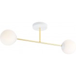 Lampa sufitowa 2 szklane kule glamour Magnum 55cm biały / złoty Emibig