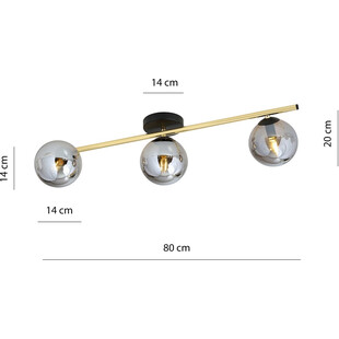 Plafon nowoczesny szklane kule Splendi III 80cm grafit / złoty / czarny Emibig