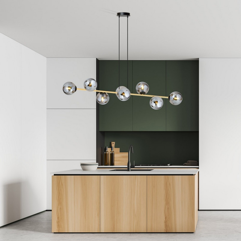 Lampa Gravity VIII - Szklane Kule, Grafit/Złoto | Emibig