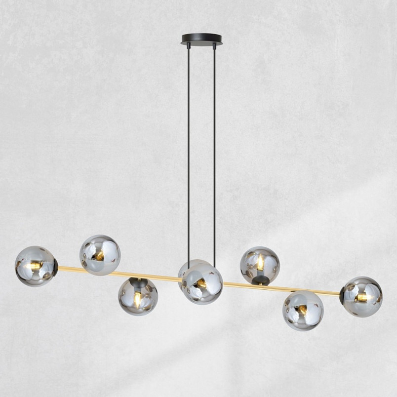Lampa Gravity VIII - Szklane Kule, Grafit/Złoto | Emibig