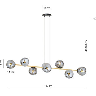 Lampa Gravity VIII - Szklane Kule, Grafit/Złoto | Emibig