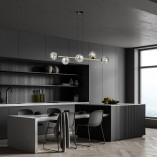 Lampa Gravity IV - Szklane Kule, Grafit/Złoto/Czarny | Emibig