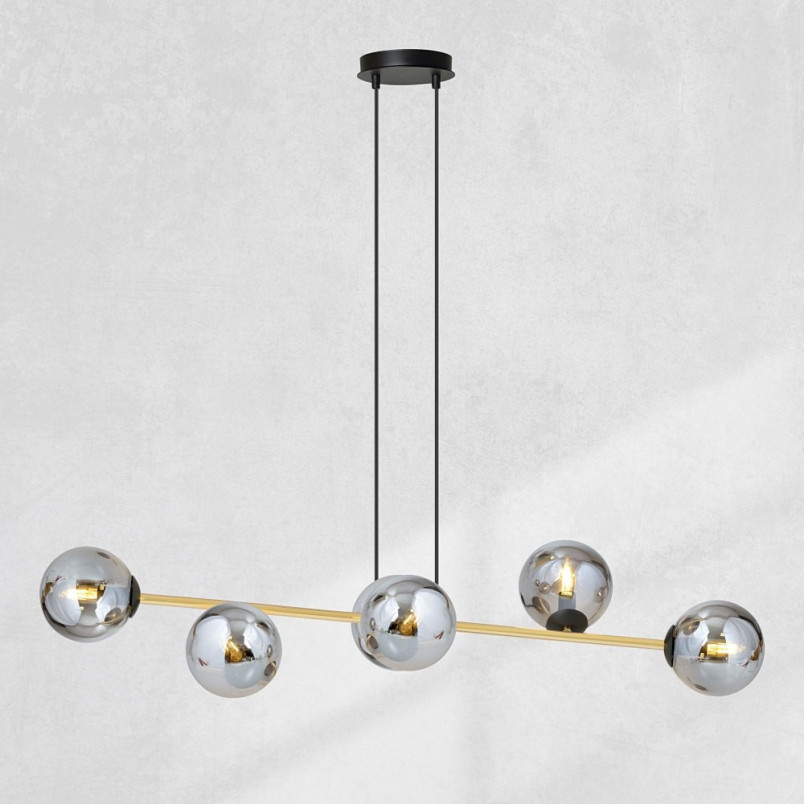Lampa Gravity IV - Szklane Kule, Grafit/Złoto/Czarny | Emibig