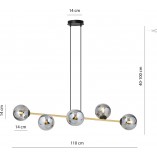 Lampa Gravity IV - Szklane Kule, Grafit/Złoto/Czarny | Emibig