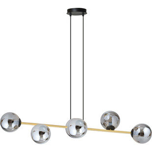 Lampa wisząca podłużna szklane kule Gravity IV 110cm grafit / złoty / czarny Emibig