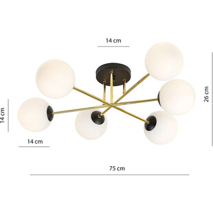 Lampa sufitowa Magnum | 6 szklanych kul, glamour | Emibig