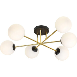 Lampa sufitowa 6 szklanych kul glamour Magnum 75cm biały / złoty / czarny Emibig