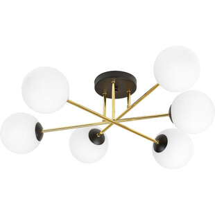 Lampa sufitowa 6 szklanych kul glamour Magnum 75cm biały / złoty / czarny Emibig