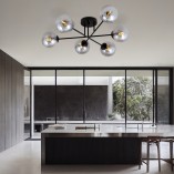 Lampa sufitowa 6 szklanych kul Roma 75cm biało-grafitowa Emibig