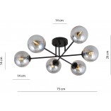 Lampa sufitowa 6 szklanych kul Roma 75cm biało-grafitowa Emibig