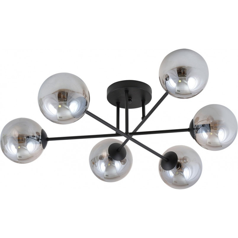Lampa sufitowa 6 szklanych kul Roma 75cm biało-grafitowa Emibig