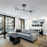 Lampa sufitowa 2 szklane kule Roma 75cm biało-grafitowa Emibig