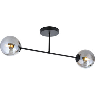 Lampa sufitowa 2 szklane kule Roma 75cm biało-grafitowa Emibig
