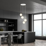 Lampa wisząca 4 szklane kule Royal 40cm biały / złoty Emibig