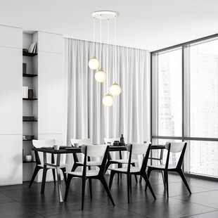 Lampa wisząca 4 szklane kule Royal 40cm biały / złoty Emibig