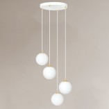 Lampa wisząca 4 szklane kule Royal 40cm biały / złoty Emibig