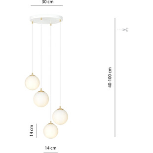 Lampa wisząca 4 szklane kule Royal 40cm biały / złoty Emibig