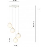 Lampa wisząca 4 szklane kule Royal 40cm biały / złoty Emibig