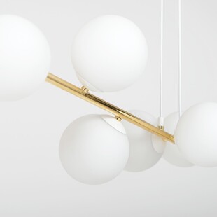 Lampa wisząca podłużna szklane kule Gravity VIII 140cm biały / złoty Emibig