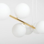 Lampa wisząca podłużna szklane kule Gravity VIII 140cm biały / złoty Emibig