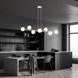 Lampa wisząca podłużna szklane kule Gravity VIII 140cm biały / złoty Emibig
