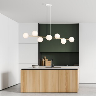 Lampa wisząca podłużna szklane kule Gravity VIII 140cm biały / złoty Emibig