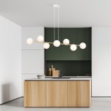 Lampa wisząca podłużna szklane kule Gravity VIII 140cm biały / złoty Emibig