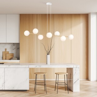 Lampa wisząca podłużna szklane kule Gravity VIII 140cm biały / złoty Emibig
