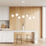 Lampa wisząca podłużna szklane kule Gravity VIII 140cm biały / złoty Emibig