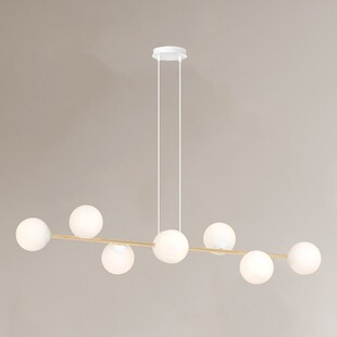 Lampa wisząca podłużna szklane kule Gravity VIII 140cm biały / złoty Emibig
