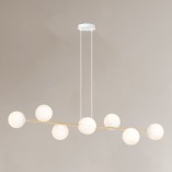 Lampa wisząca podłużna szklane kule Gravity VIII 140cm biały / złoty Emibig