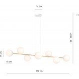 Lampa wisząca podłużna szklane kule Gravity VIII 140cm biały / złoty Emibig